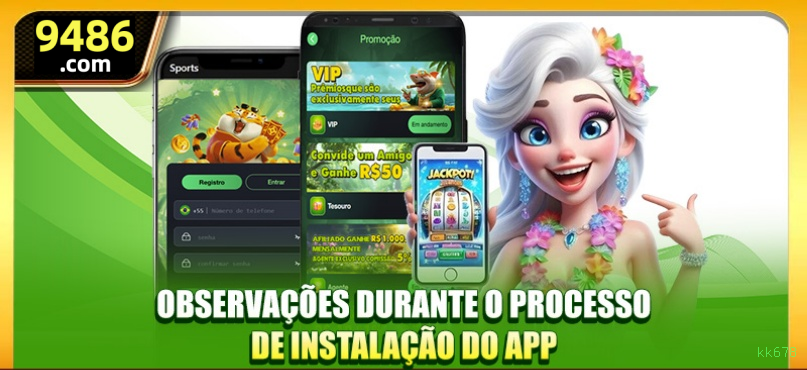 Aplicativo móvel kk678 para iOS e Android